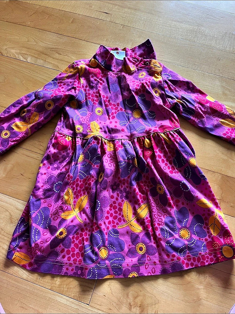 Hanna Andersson Girls Purple & Pink Cotton Dress Size 80 Like New